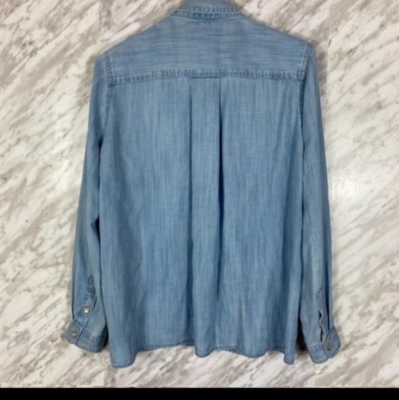 The Kooples Chambray Button Down Shirt - Size Small - Skull Pearl Snaps,… - Picture 3 of 7